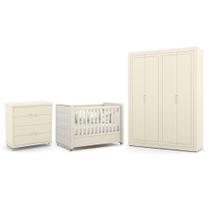 Dormitório Tutto New 4 Portas, Cômoda 4 Gavetas e Berço com Capitonê - Matic Móveis Dormitório Tutto New 4 Portas, Cômoda 4 Gavetas e Berço com Capitonê - Matic Móveis