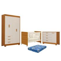 Dormitório Zaki Guarda Roupa, Cômoda e Berço Evolution com Colchão Physical - Reller Móveis