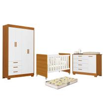 Dormitório Zaki Guarda Roupa, Cômoda e Berço Evolution com Colchão Supreme - Reller Móveis Dormitório Zaki Guarda Roupa, Cômoda e Berço Evolution com Colchão Supreme - Reller Móveis