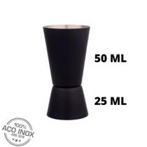 Dosador Black Bebida Drink Duplo Inox Medidor Duplo Coquetel 25/50