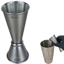 Dosador De Inox Duplo Modelo Japones Profissional para Bartender Barman Escala 25ml 50ml