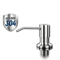 Dosador De Sabão Líquido 500Ml Aço Inox Cromado Com Reservatório Para Cuba De Pia Cozinha E Banheiro