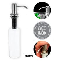 Dosador Dispenser de Detergente Liquido Sabão Inox Escovado para Granito Pia Bancada 500ml - Westing by Bsmix