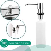 Dosador Dispenser para Detergente ou Sabonete Líquido de Embutir em Bancada Pia na Cor Cromada - Franci