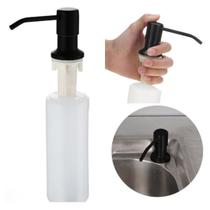 Dosador Dispenser para Detergente ou Sabonete Líquido de Embutir em Bancada Pia na Cor Preta