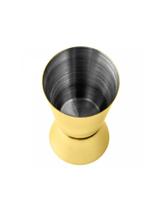 Dosador Duplo Dourado em Aço Inox10,5x9x13,5cm Dosador Duplo Dourado em Aço Inox10,5x9x13,5cm