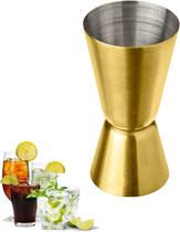 Dosador Inox Bebidas Duplo 25ml 50ml Medidor Drink Gin Vodka Dourado