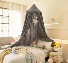 Dosel para Cama Mengersi para Niñas Algodón Gris Altura 240 cm