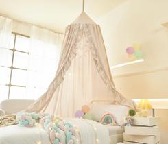 Dosel para Cama Mengersi para Niñas, Cortinas con Volantes en Marfil Dosel para Cama Mengersi para Niñas, Cortinas con Volantes en Marfil