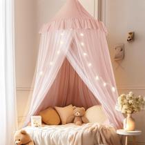 Dosel para cama Pequeña paloma con luces de estrellas, rosa