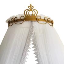 Dossel Coroa Imperial Dourado com Tule Guipir - Berço de Luxo