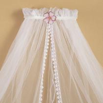 Dossel Parede Flor Rosa com Perola Branca Mosquiteiro Berço Dossel Parede Flor Rosa com Perola Branca Mosquiteiro Berço