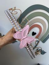 Dossel Perolas Borboleta Rosa Suporte Para Mosquiteiro