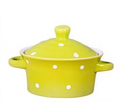 Dots Fashion Korean Cute Mini Cerâmica Casserole Stockpot com lid spoon cerâmica tigelas de sopaceramic Ministockpot