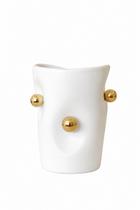 Dots Vaso Branco/Dourado Em Porcelana - Porcelana e Cia