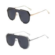 Double Beam Polygon Sunglasses, Frame grande, forma côncava, Europa e os Estados Unidos Moda