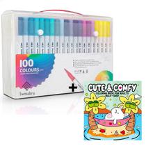 Double Head Brush Pen Kit com 100 Canetas Aquarela Dupla Ponta Cores Vibrantes, Ideal para Desenho, Pintura, e Arte Infantil Liivro de Colorir Double Head Brush Pen Kit com 100 Canetas Aquarela Dupla Ponta Cores Vibrantes, Ideal para Desenho, Pintura, e Arte Infantil Liivro de Colorir