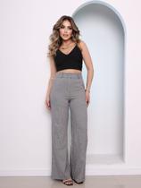 Doutoras Modas Calça Pantalona Xadrez Estilo Casual Cintura Alta Coleção Nova P120