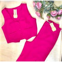 DOUTORAS MODAS Conjunto Calça e Colete de Alfaiataria Elegante 117