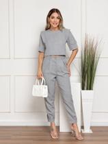 DOUTORAS MODAS Conjunto Calça E Cropped Linho 8420