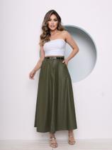 DOUTORAS MODAS Saia de Couro Cintura Alta com Suporte para Cinto C142