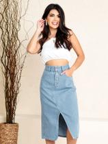 DOUTORAS MODAS Saia Jeans Com Fenda 5253 Estilo e Versatilidade