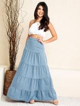 DOUTORAS MODAS Saia Jeans Estilo Camadas 012