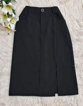 DOUTORAS MODAS Saia Midi Alfaiataria Com Fenda Lateral 0125