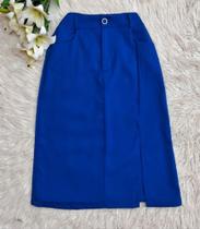 DOUTORAS MODAS Saia Midi Alfaiataria Com Fenda Lateral 0125