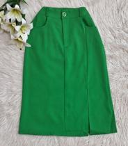 DOUTORAS MODAS Saia Midi Alfaiataria Com Fenda Lateral 0125