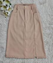 DOUTORAS MODAS Saia Midi Alfaiataria Com Fenda Lateral 0125