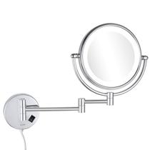 DOWRY 8 polegadas parede montada vaidade espelho de maquiagem com LED iluminado, dois lados 10x espelho de ampliação para casa de banho / quarto / hotel, acabamento cromado