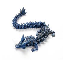 Dragão articulado impresso em 3D ToySupplyFun 30 cm preto e azul Dragão articulado impresso em 3D ToySupplyFun 30 cm preto e azul