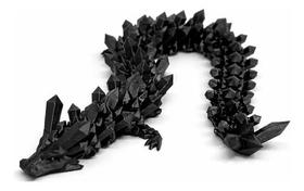 Dragão Articulado Preto 30cm Decoração Colecionável Premium Cor Preto