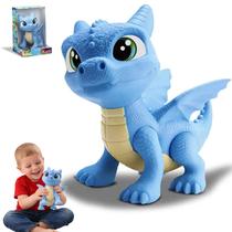 Dragao Bebe Vinil Azul Menino Atoxico Fofo Asas Boneco Grande