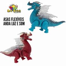 Dragão Dinossauro Alado Brinquedo Emite Som E Luz Asas