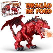 Dragão Dinossauro Articulado Controle Remoto Solta Fumaça e Anda