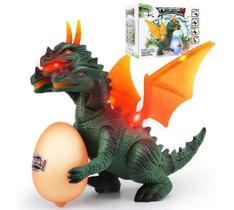 Dragão Dinossauro Com 3 cabeças E Ovo Som Luz E Movimento - - D M TOYS