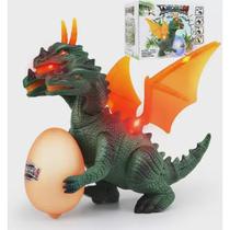 Dragão Dinossauro Com 3 cabeças E Ovo Som Luz E Movimento .