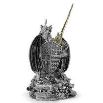 Dragão Guardião Medieval Tesouro Decorativo Estátua Resina