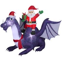 Dragão inflável de Natal Riding Dragon de 1,8 m com luzes LED Dragão inflável de Natal Riding Dragon de 1,8 m com luzes LED