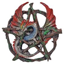 Dragão Pentagrama Mandala De Parede Enfeite Resina 32cm - M3 Decoração