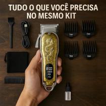 Dragão Retro Máquina Profissional Barbearia Cabelo Barba Recarregável Cor Dourado Dragão Retro Máquina Profissional Barbearia Cabelo Barba Recarregável Cor Dourado