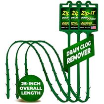 Drain Snake Cleaner, removedor de tamancos de cabelo com zíper, 63,5 cm, pacote com 3 Drain Snake Cleaner, removedor de tamancos de cabelo com zíper, 63,5 cm, pacote com 3