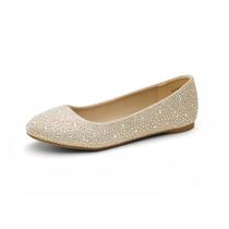 DREAM PAIRS Sapatilhas de Balé com Strass Douradas 38.5