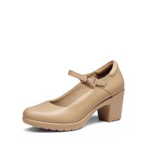 DREAM PAIRS Sapato Feminino Mary Jane com Salto Baixo Bloco Nude Tamanho 38