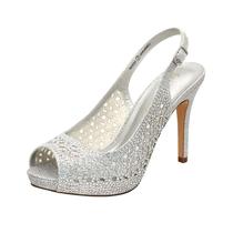 DREAM PAIRS Scarpin Feminino de Salto Alto com Strass Prateado Tamanho 39
