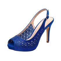 DREAM PAIRS Scarpin Feminino Peep Toe com Plataforma, Azul, 37 DREAM PAIRS Scarpin Feminino Peep Toe com Plataforma, Azul, 37