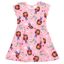 DREAMWORKS GABBY'S DOLLHOUSE Pandy Paws Cakey Cat MerCat Little Girls French Terry Skater Dress rosa 6