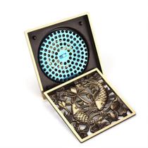Dreno de piso Fdit Antique Brass Square com filtro 10x10cm